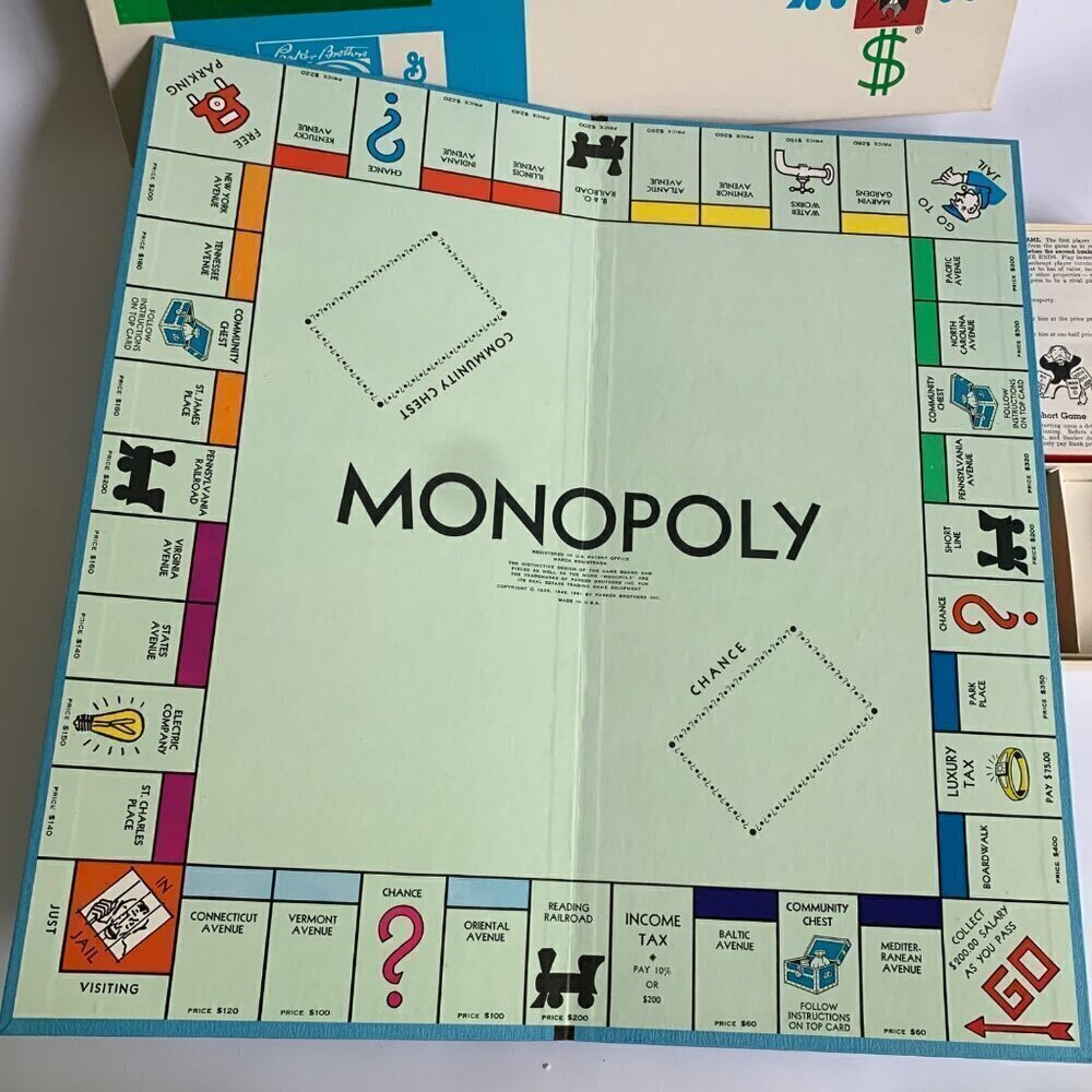 Parker Brothers 1961 Monopoly Board Game Complete Unused - Picture 3 of 6
